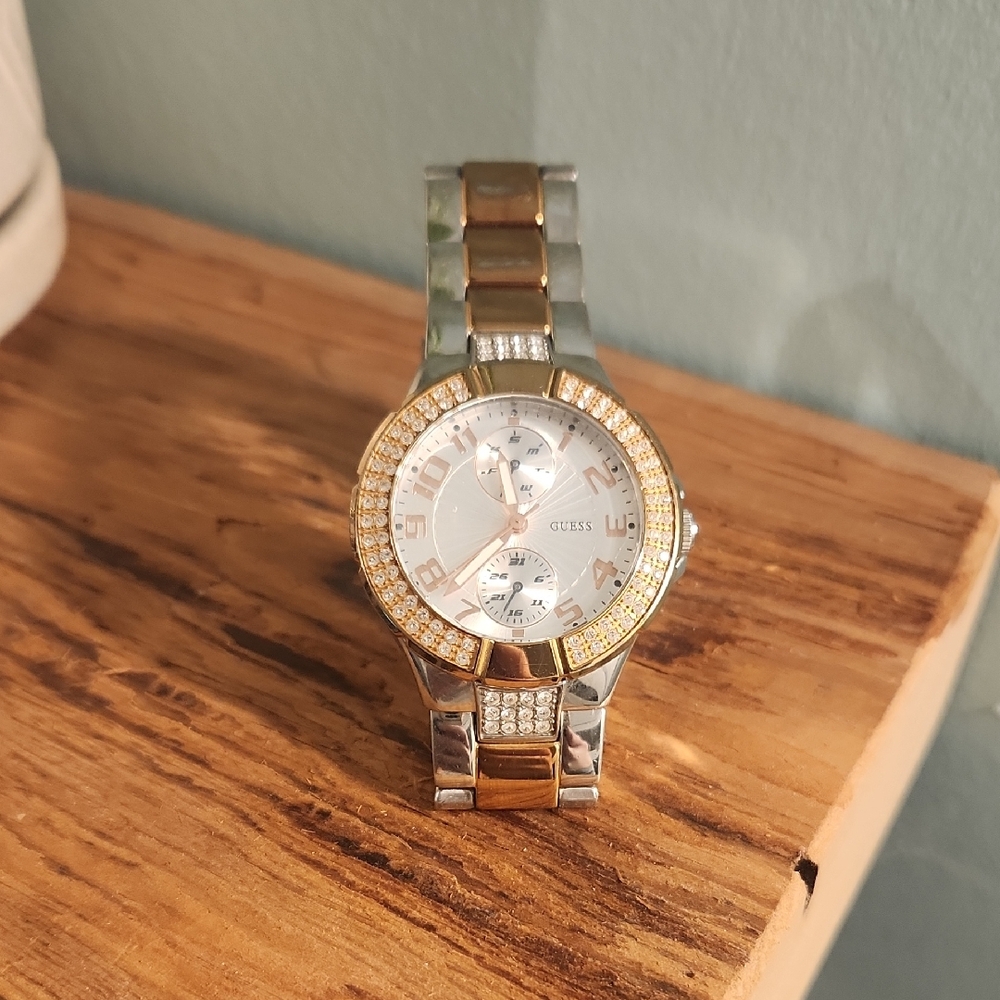 Guess Rose Gold and Silver Crystal Watch